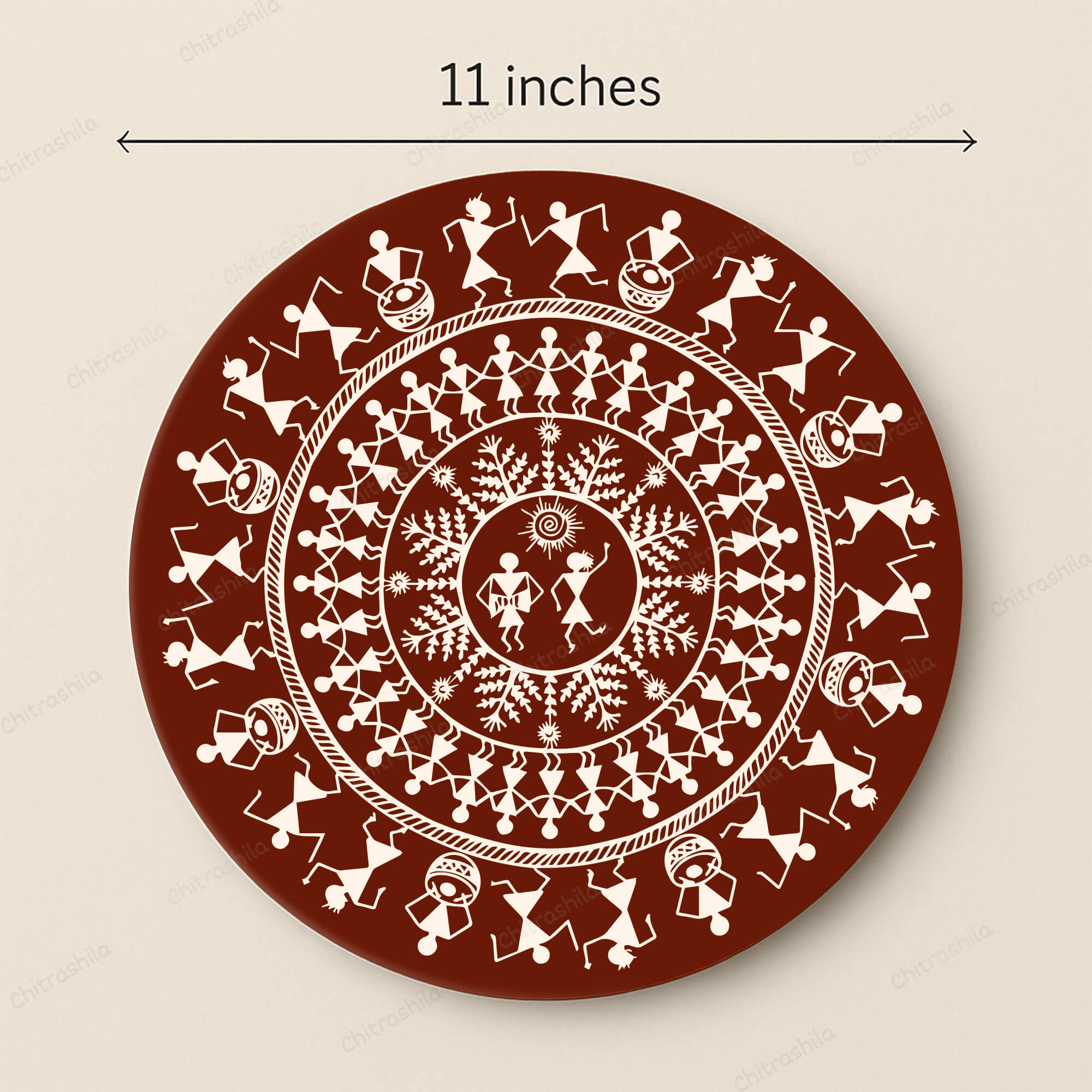 Chitrashila® Lotus Bloom Pichwai Inspired Decor Art Board (11-Inch, Terracotta) (MA-04-T)