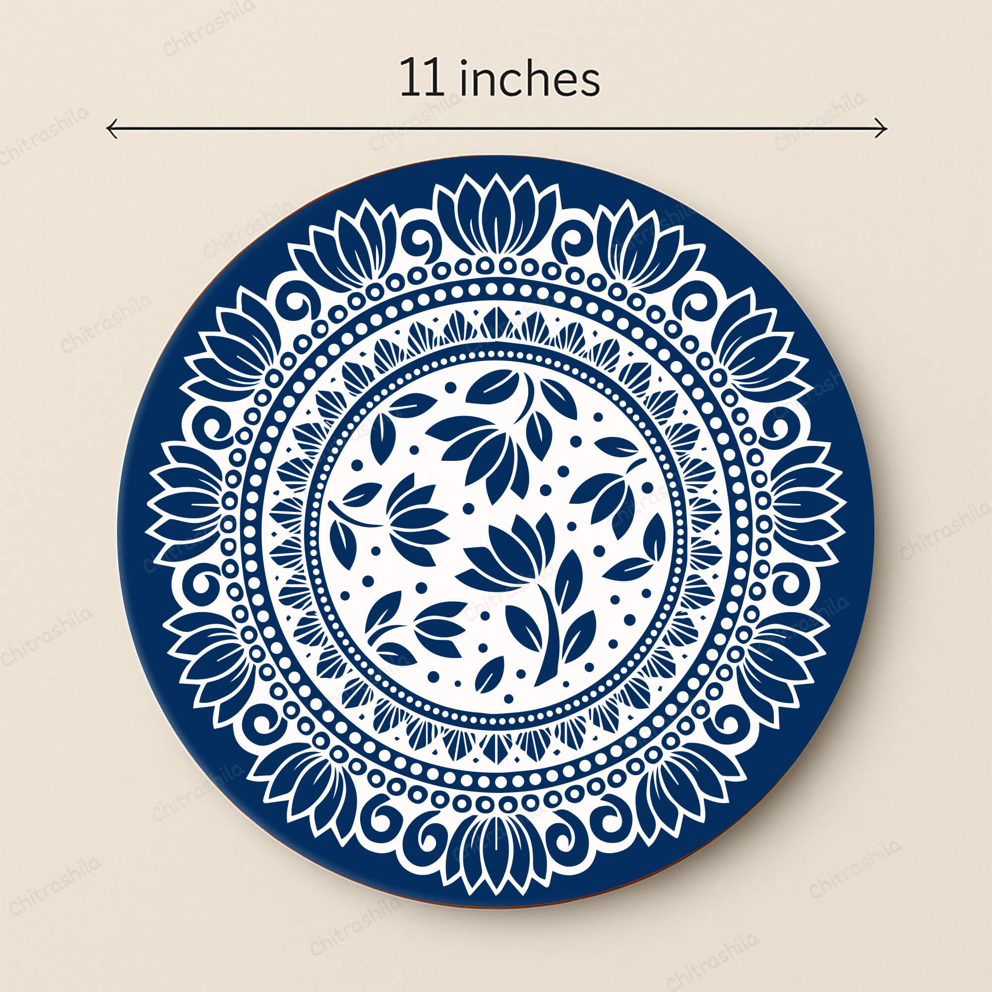 Chitrashila® Lotus Bloom Pichwai Inspired Decor Art Board (11-Inch, Electric Blue) (MA-06-B)