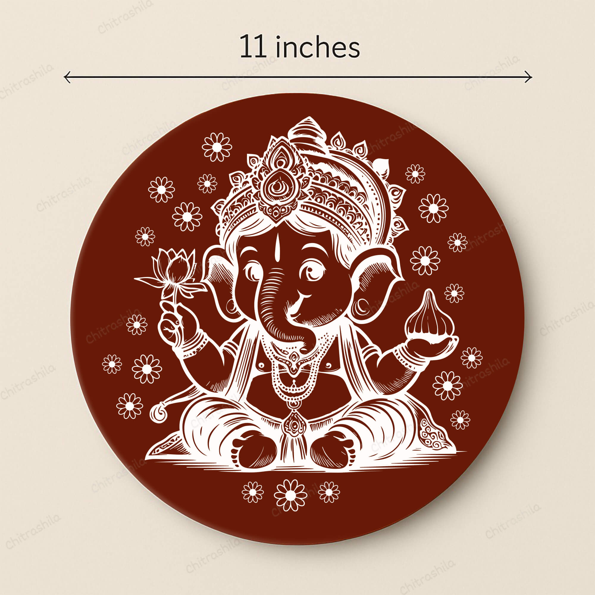 Chitrashila® Divine Echoes Bal Ganesh Art Board (11-Inch, Terracotta)-(MA-03-T)