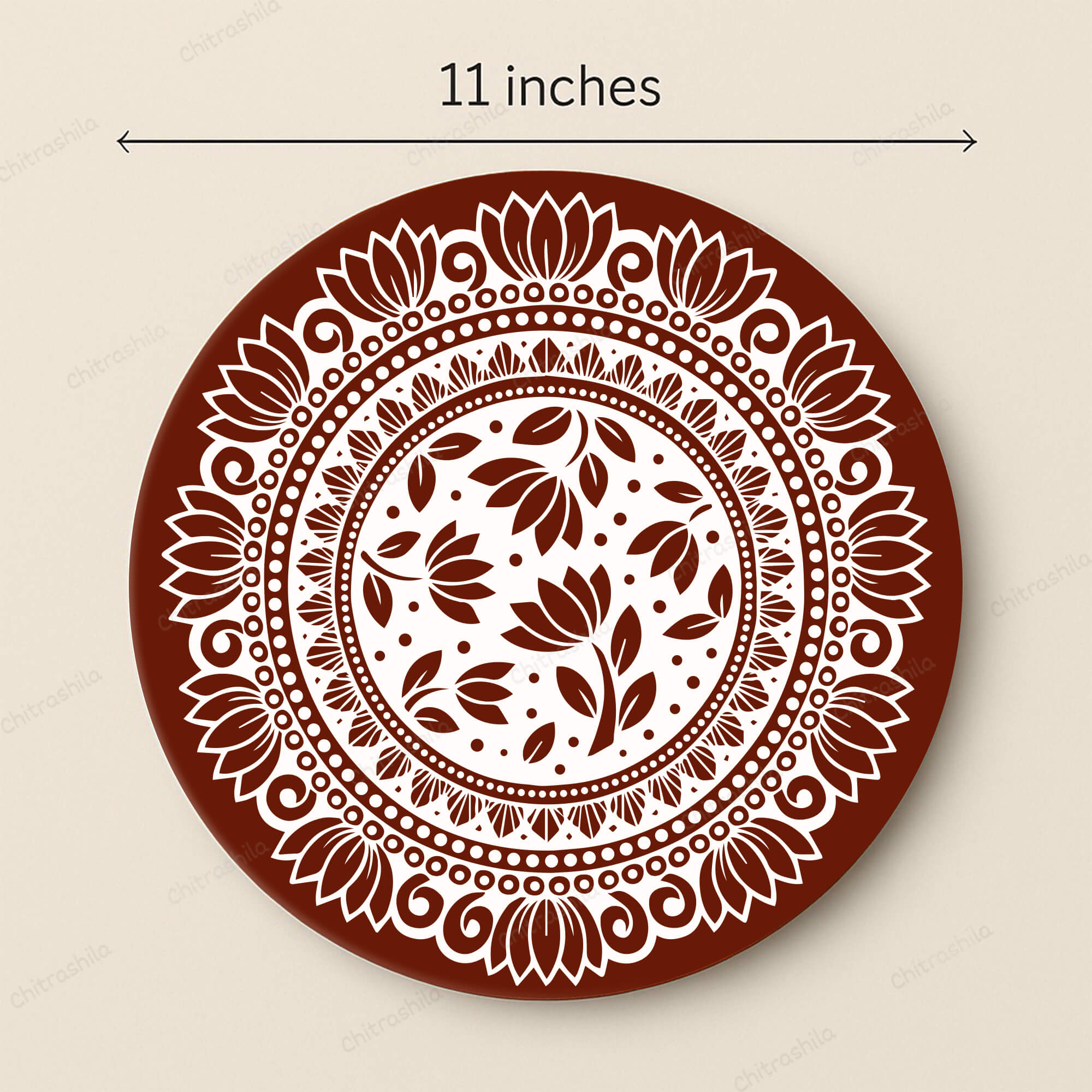 Chitrashila® Lotus Bloom Pichwai Inspired Decor Art Board (11-Inch,Terracotta) (MA-06-T)
