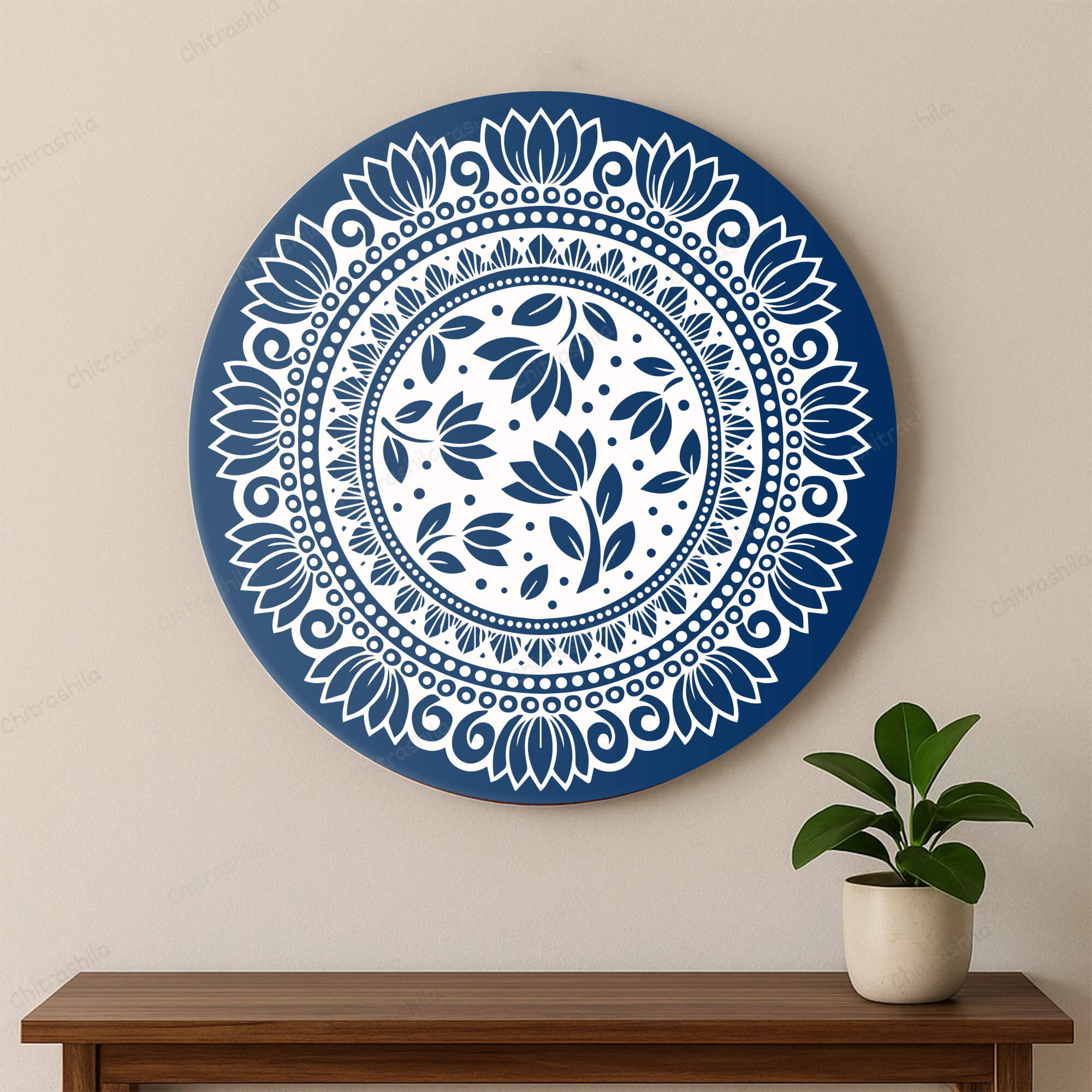 Chitrashila® Lotus Bloom Pichwai Inspired Decor Art Board (11-Inch, Electric Blue) (MA-06-B)