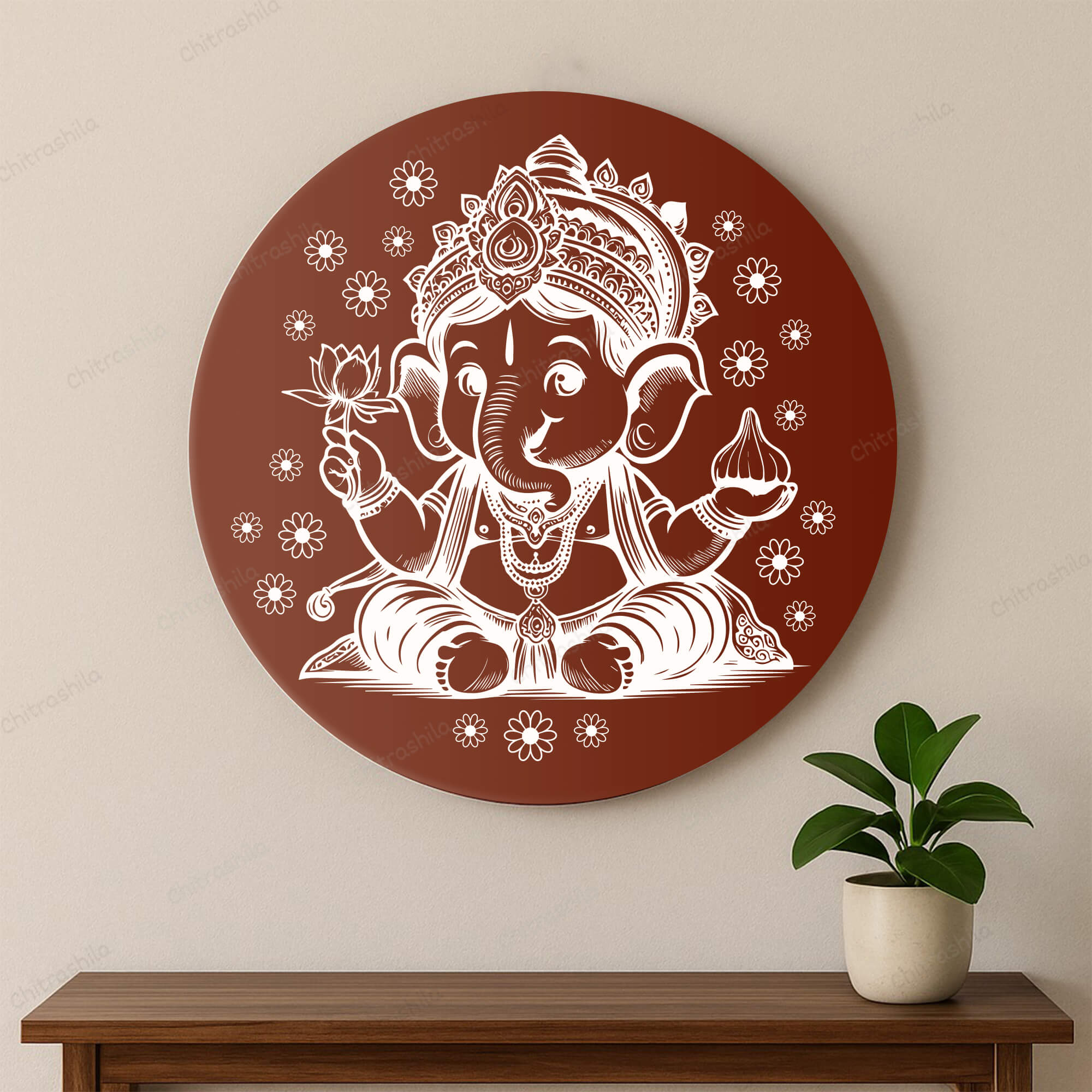 Chitrashila® Divine Echoes Bal Ganesh Art Board (11-Inch, Terracotta)-(MA-03-T)