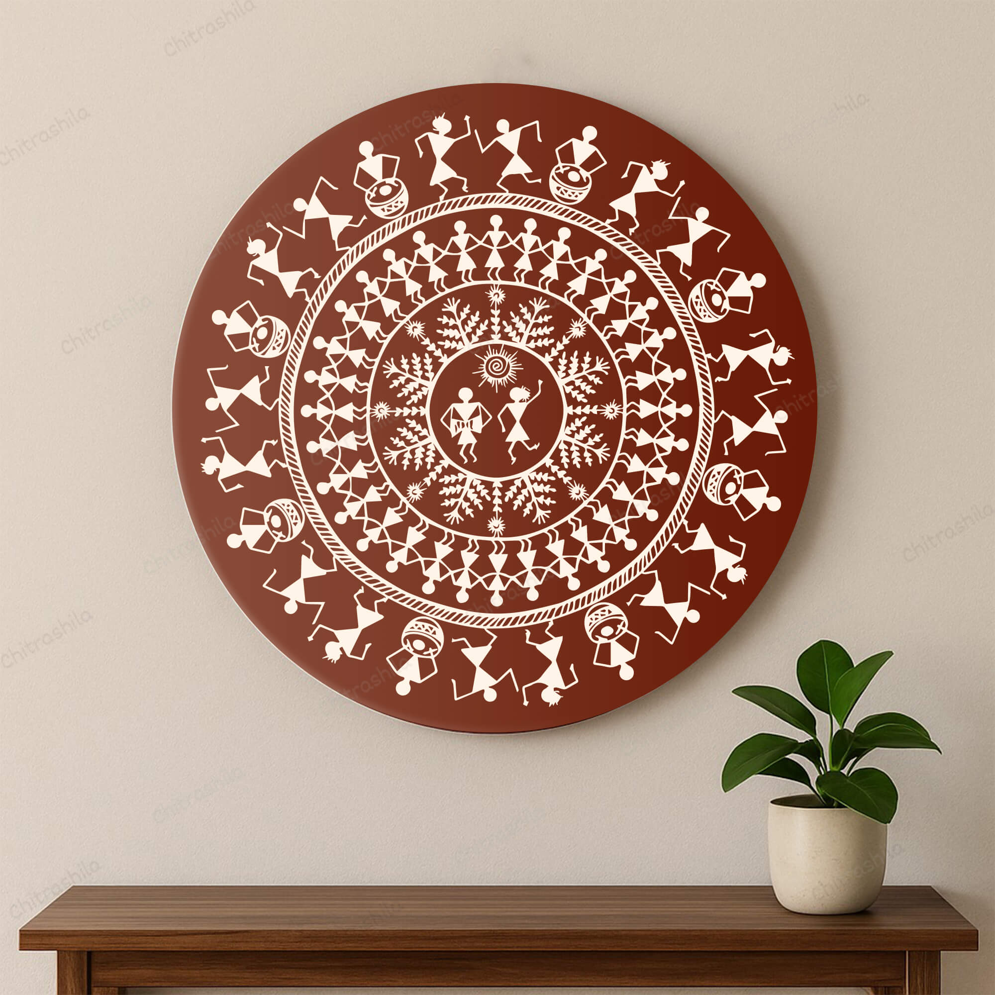 Chitrashila® Lotus Bloom Pichwai Inspired Decor Art Board (11-Inch, Terracotta) (MA-04-T)