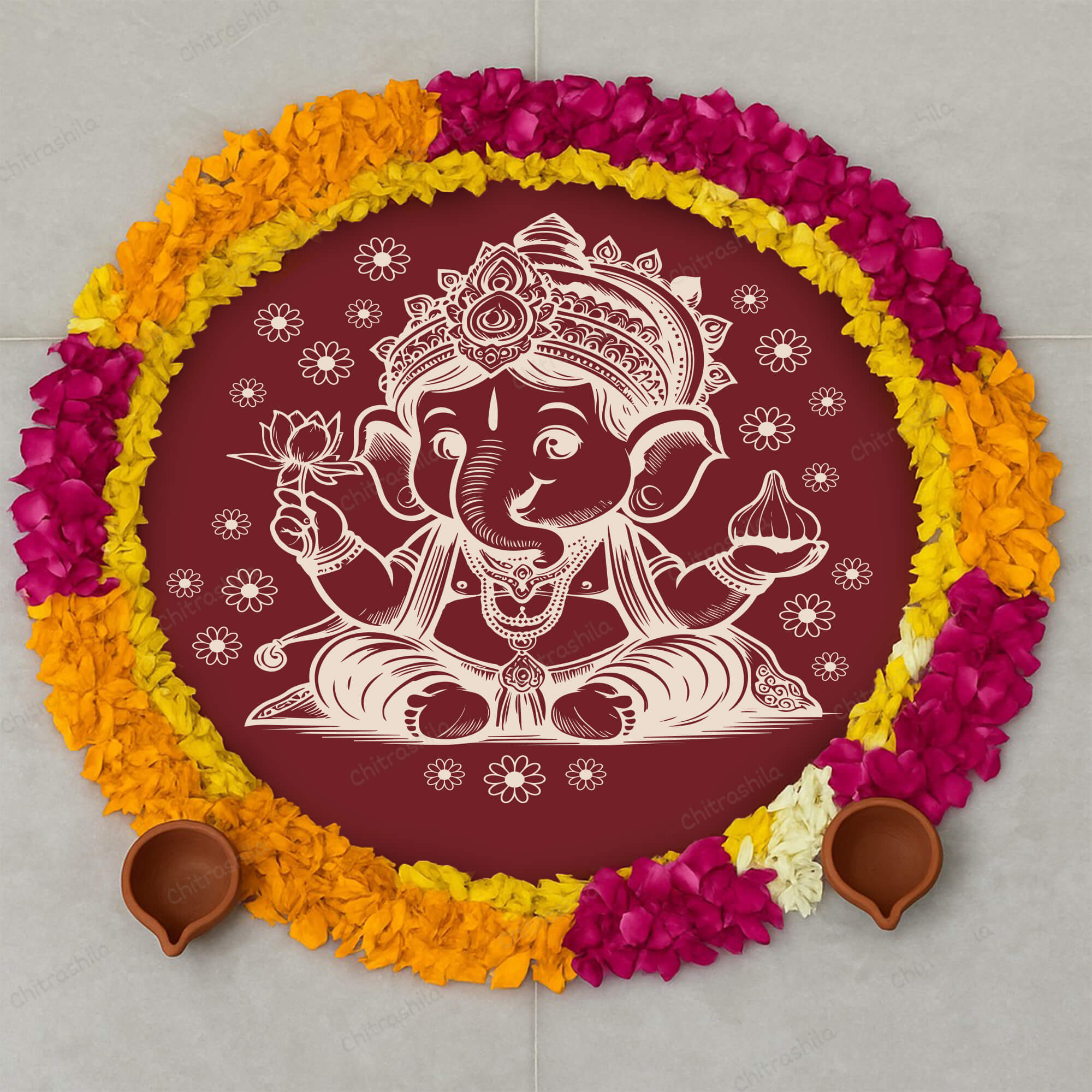 Chitrashila® Divine Echoes Bal Ganesh Art Board (11-Inch, Terracotta)-(MA-03-T)