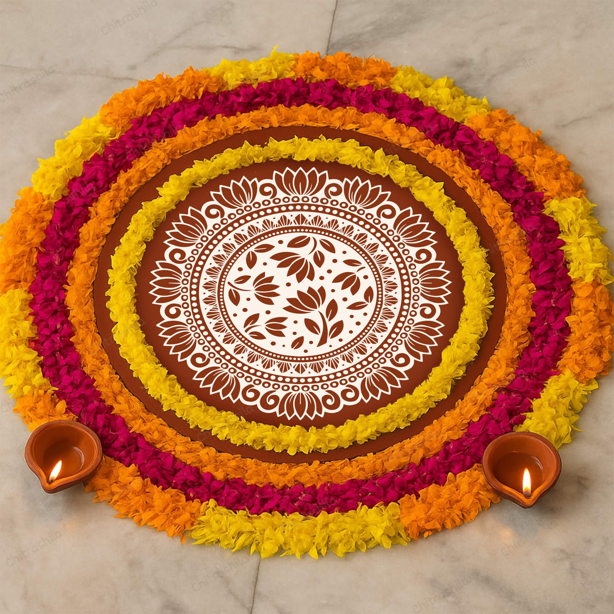 Chitrashila® Lotus Bloom Pichwai Inspired Decor Art Board (11-Inch,Terracotta) (MA-06-T)