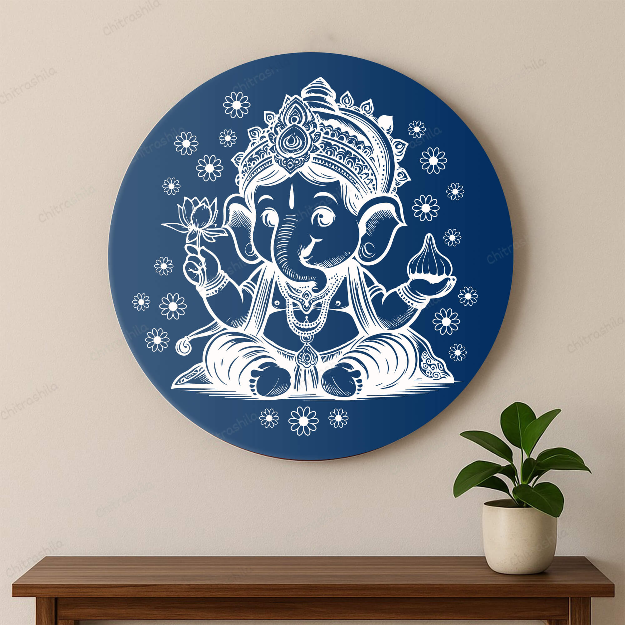 Chitrashila® Divine Echoes Bal Ganesh Art Board (11-Inch, Electric Blue)-(MA-03-B)
