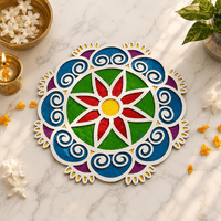 CHITRASHILA® Elegant Beautiful MDF Rangoli Mat (12x12 inches)-D08