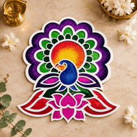 CHITRASHILA® Majestic Peacock MDF Rangoli Mat (12x12 inches)-D06