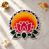 CHITRASHILA® Sacred Lotus (Kamal) MDF Rangoli Mat (12x12 inches)-D05