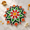 CHITRASHILA® Auspicious Diya MDF Rangoli Mat (12x12 inches)- D03
