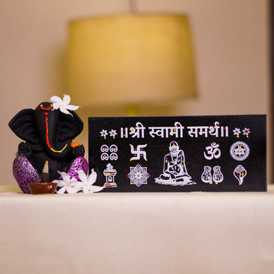 CHITRASHILA® Shree Swami Samarth Granite Printed Rangoli (9*4 inch)