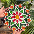CHITRASHILA® Auspicious Diya MDF Rangoli Mat (12x12 inches)- D03