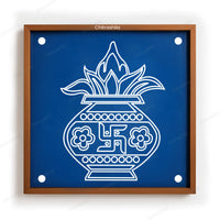 CHITRASHILA® Classic Kalash Wooden Rangoli Stencil 10x10 Inches (WS‑38)