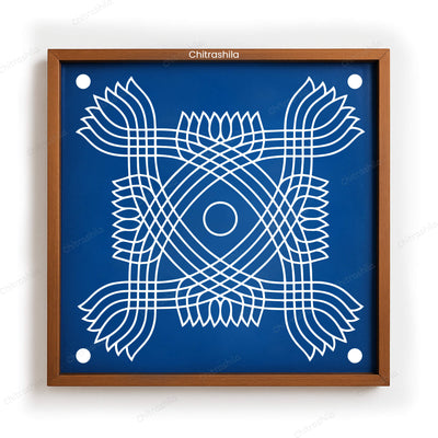CHITRASHILA® Padi Kolam with Lotus Corners Rangoli Stencil 10x10 Inches (WS‑31)