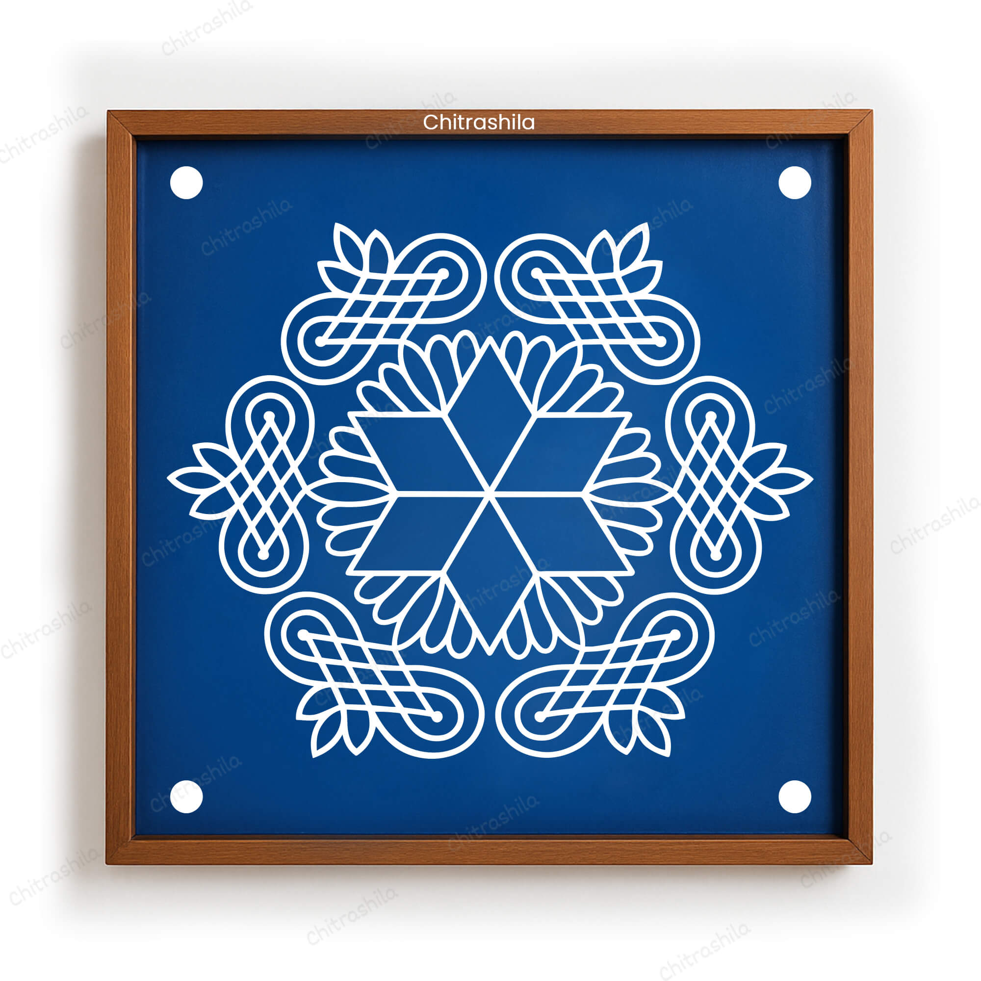 CHITRASHILA® Six Way Patterned Kolam Rangoli Stencil 10x10 Inches (WS‑30)