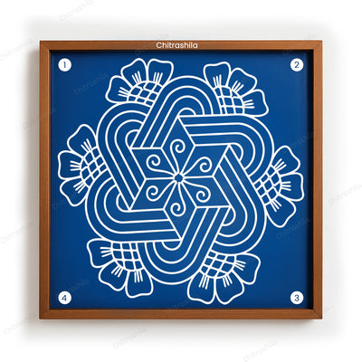 Flower Padi Kolam Wooden Rangoli Stencil 10x10 Inches (WS-82)