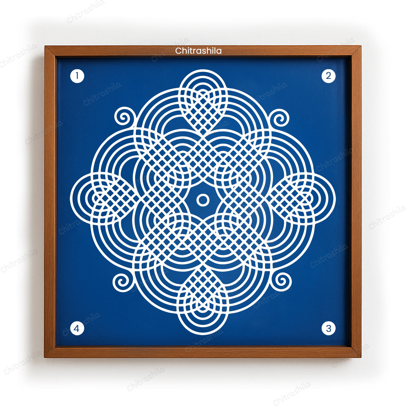 Rice Flower Kolam Wooden Rangoli Stencil 10x10 Inches (WS-85)