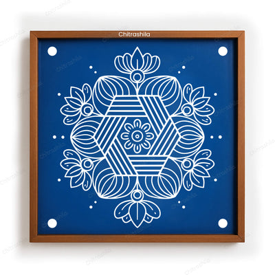 CHITRASHILA® 7 Flower Floral Wooden Rangoli Stencil 10x10 Inches (WS‑36)