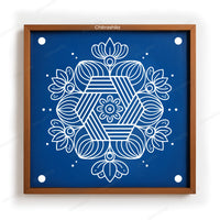 CHITRASHILA® 7 Flower Floral Wooden Rangoli Stencil 10x10 Inches (WS‑36)