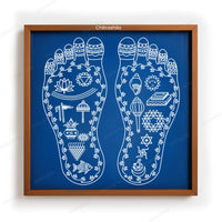 CHITRASHILA® Laxmi Charan Paduka, Auspicious Footprint Rangoli Stencil for Pooja 10x10 Inches (WS‑34)
