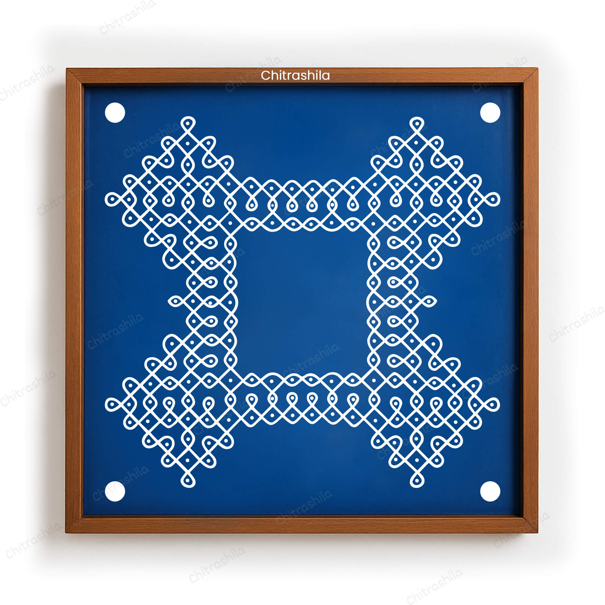 CHITRASHILA® Shree Sankalp Pulli Kolam Wooden Rangoli Stencil 10x10 Inches (WS‑39)