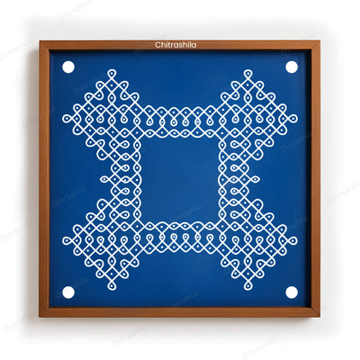 CHITRASHILA® Shree Sankalp Pulli Kolam Wooden Rangoli Stencil 10x10 Inches (WS‑39)