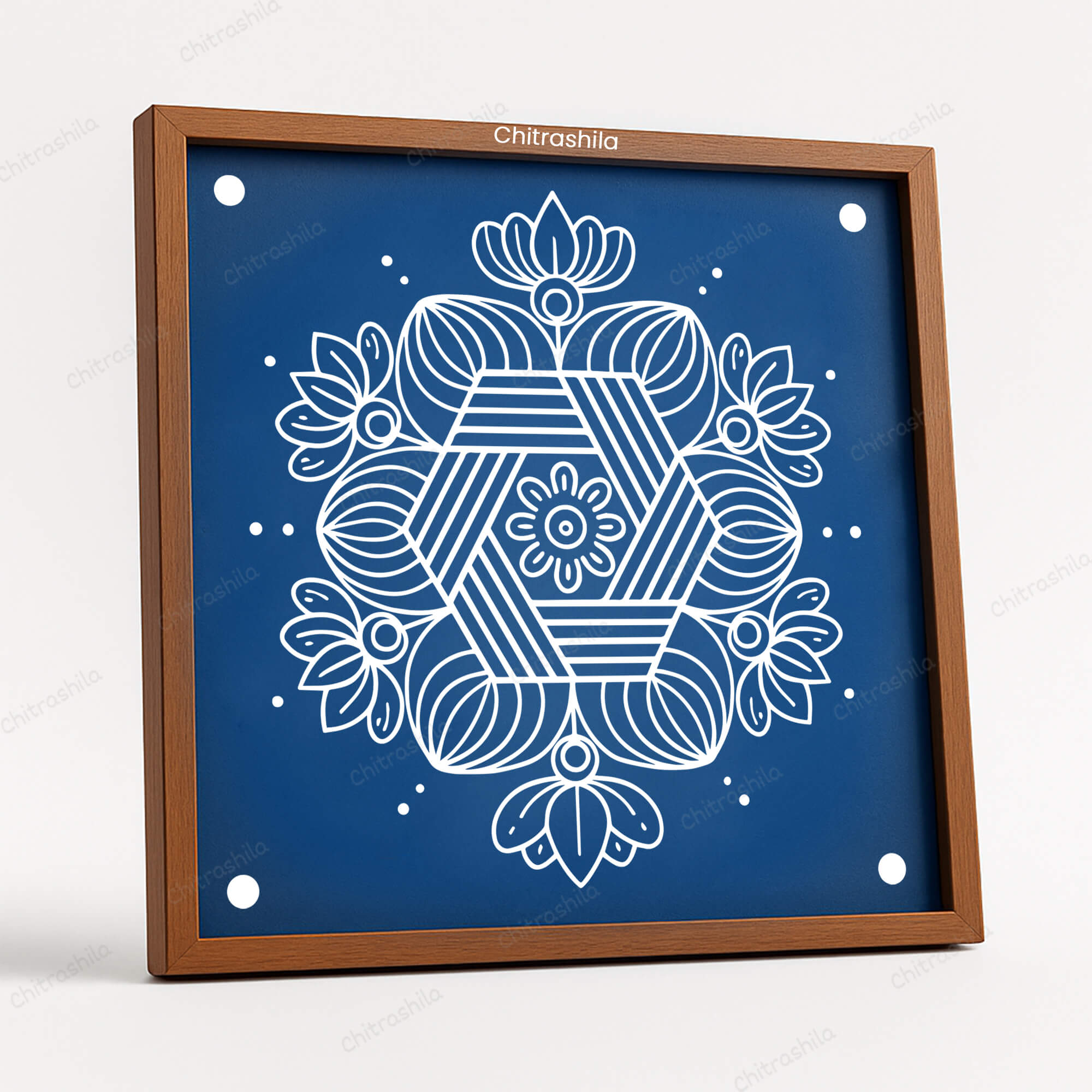 CHITRASHILA® 7 Flower Floral Wooden Rangoli Stencil 10x10 Inches (WS‑36)