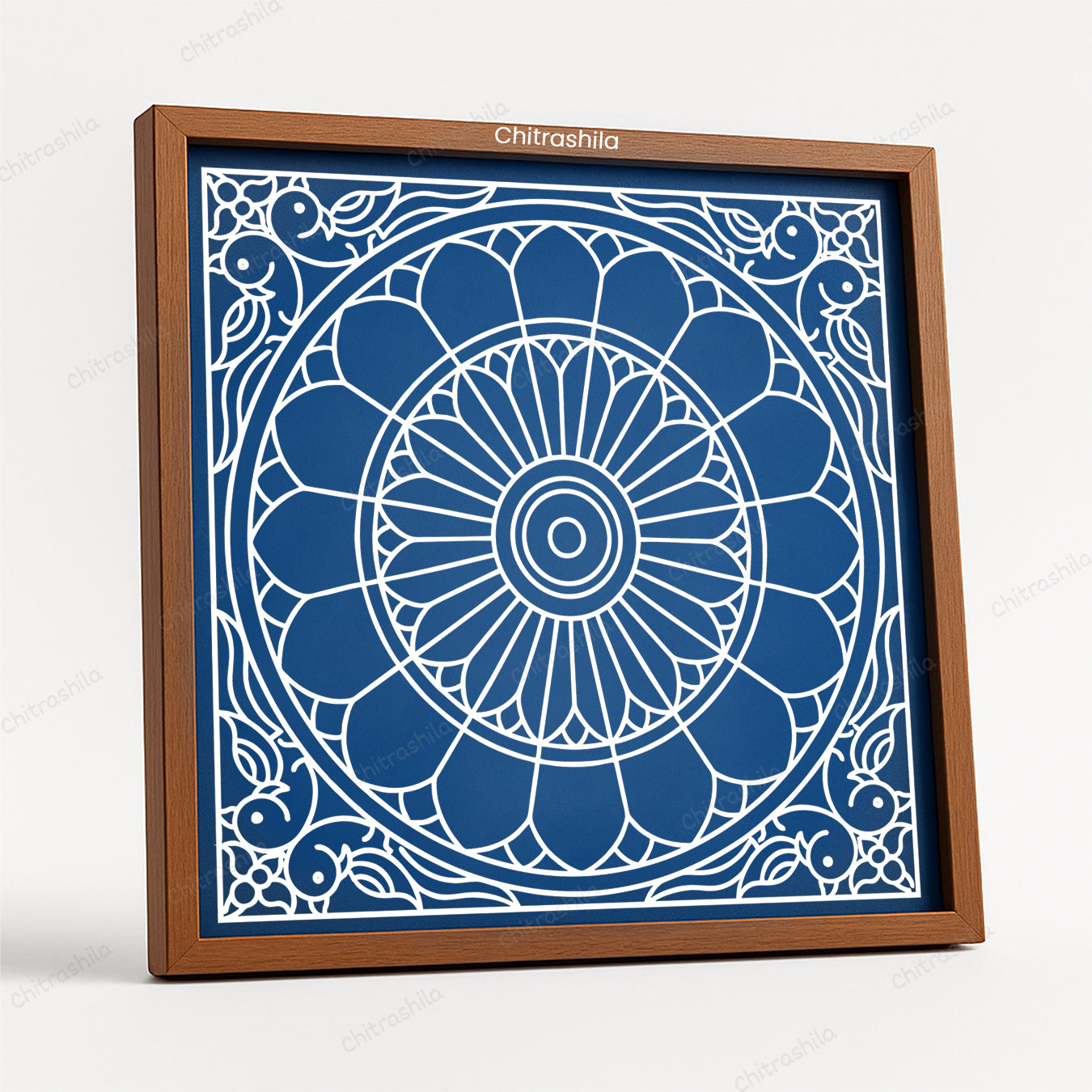 Floral Circular Kolam Wooden Rangoli Stencil 10x10 Inches (WS-87)