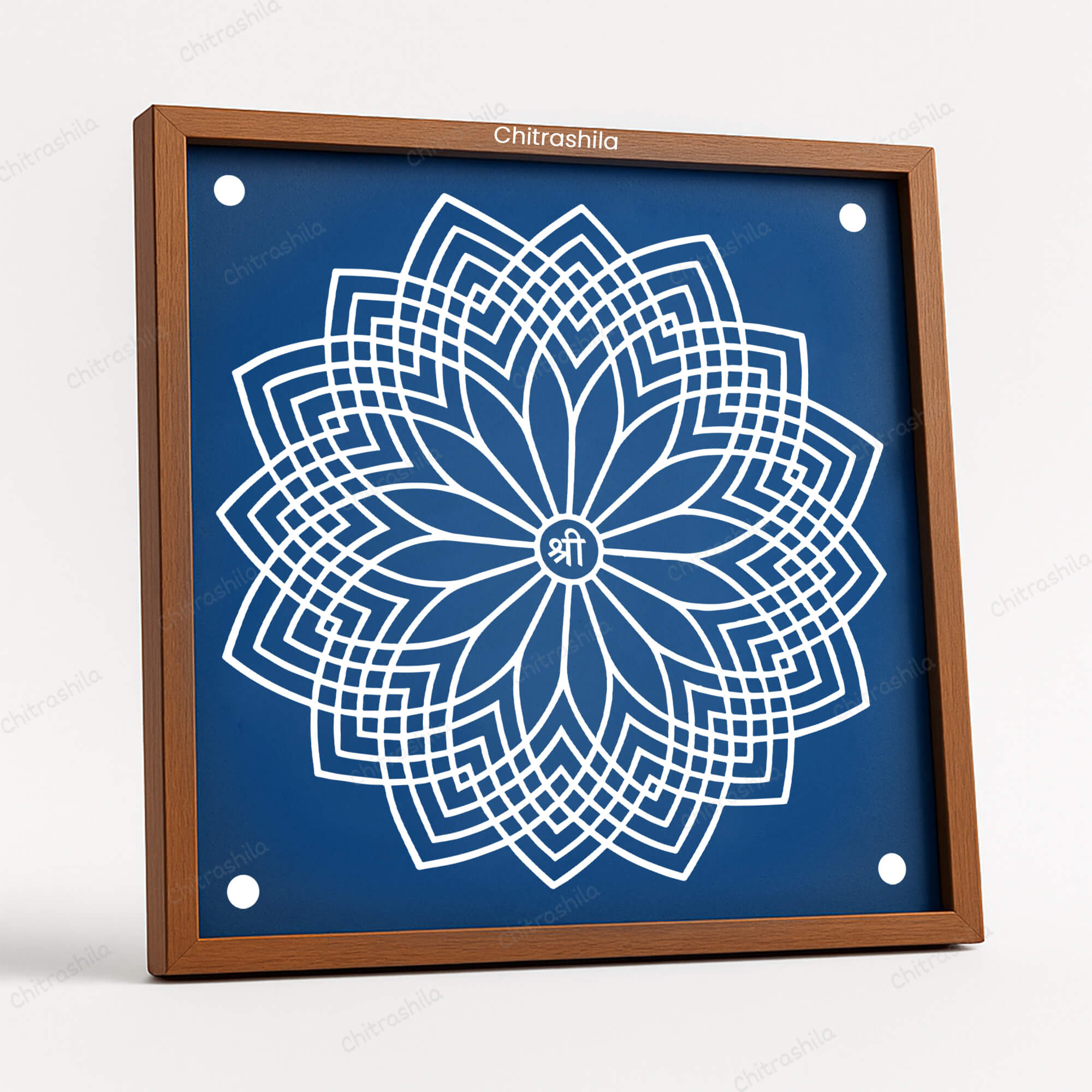 CHITRASHILA® Shree Vishnu Kamal Wooden Rangoli Stencil 10X10 inches (WS-11)