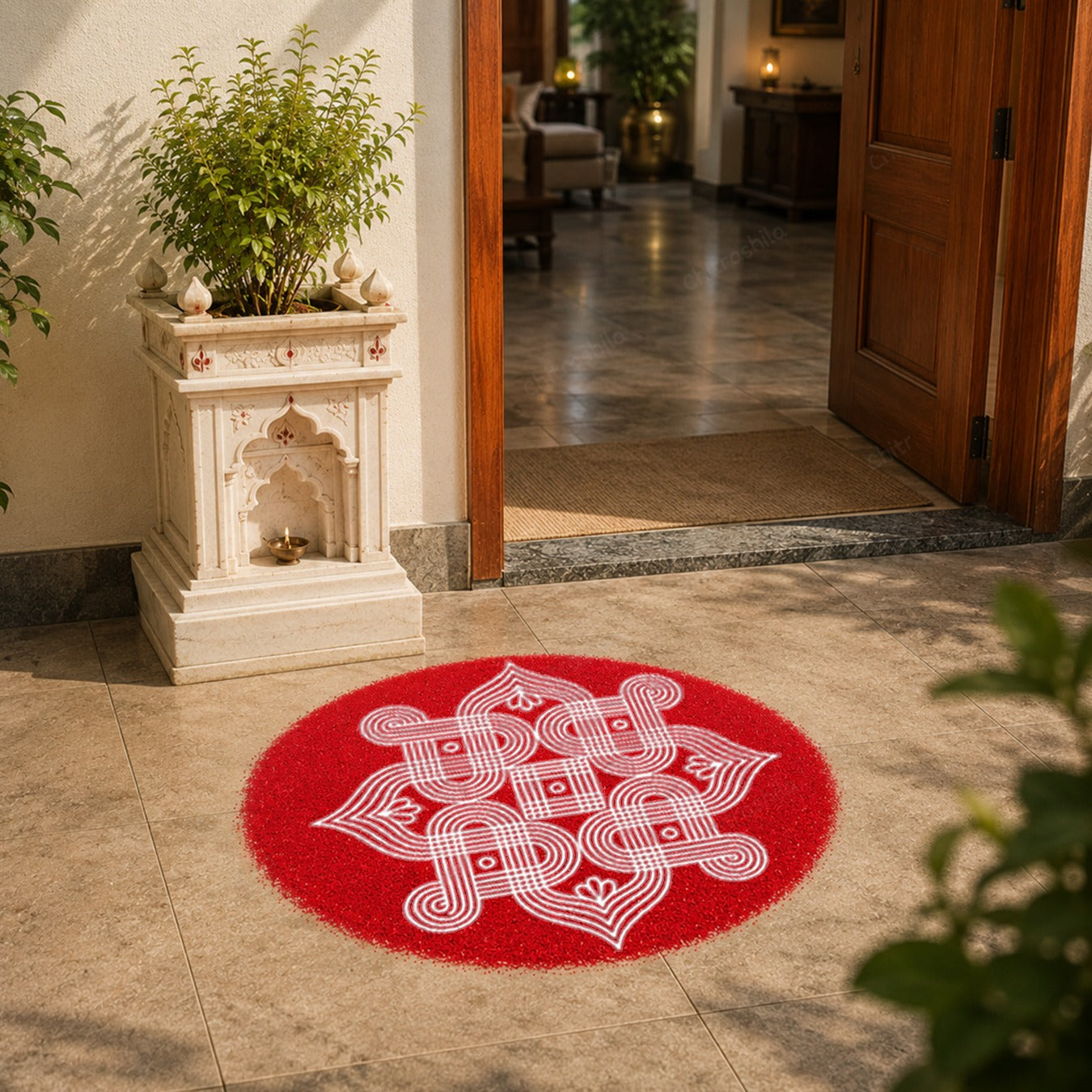 Padi Kolam Wooden Rangoli Stencil 10x10 Inches (WS-81)