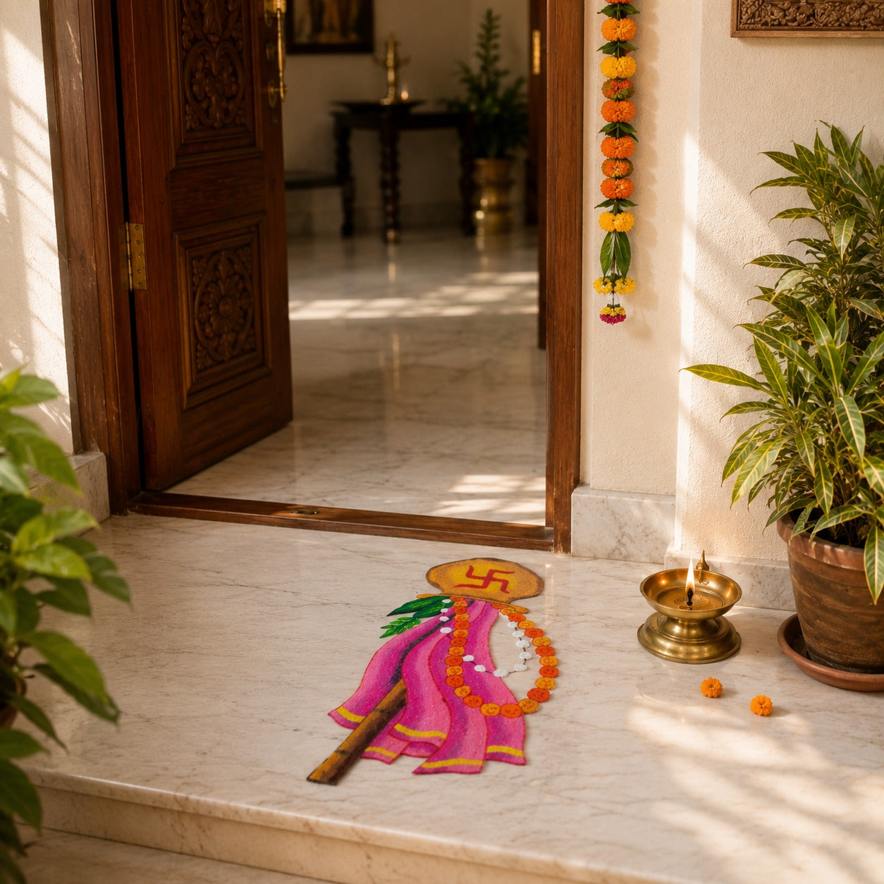 Gudi Padwa OHP Rangoli Sheet - Traditional Design