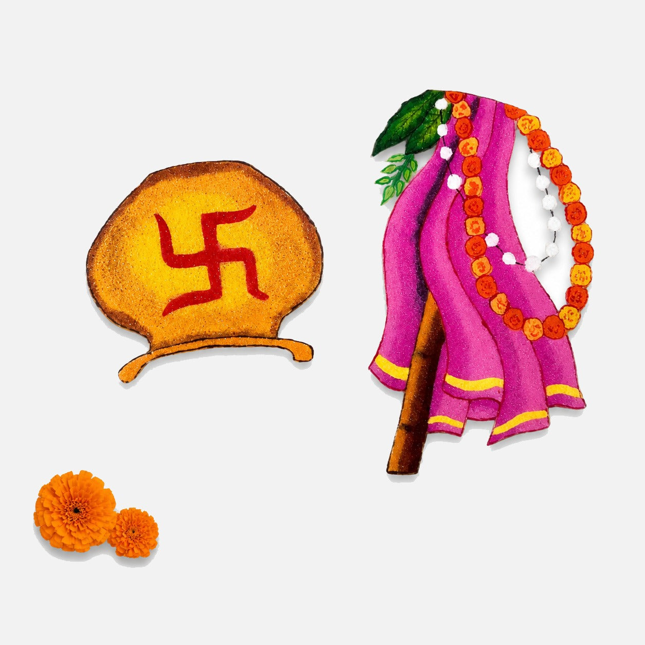 Gudi Padwa Big Size OHP Rangoli Sheet - Festival Design