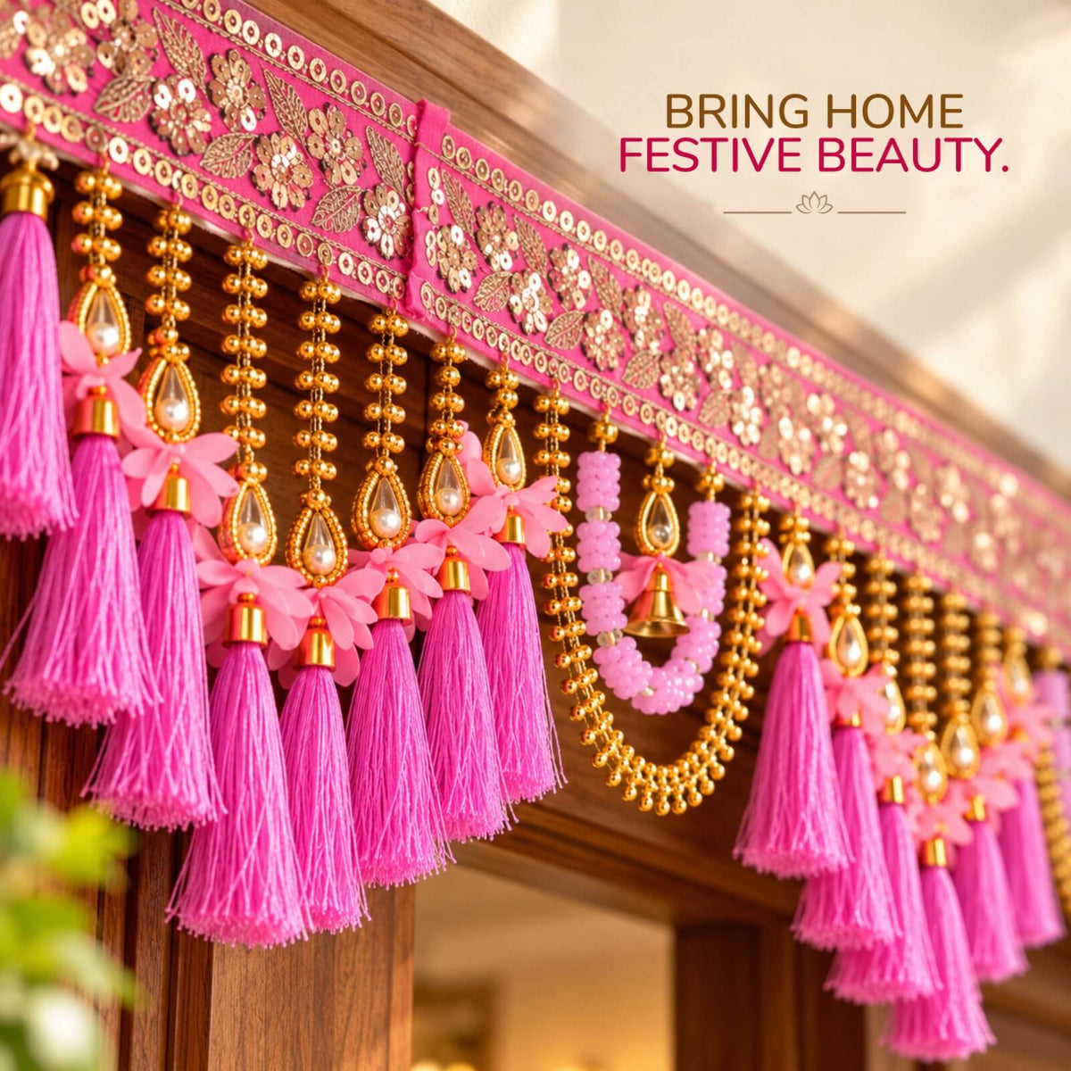 Elegant handmade toran — 3 meter door hanging for main door
