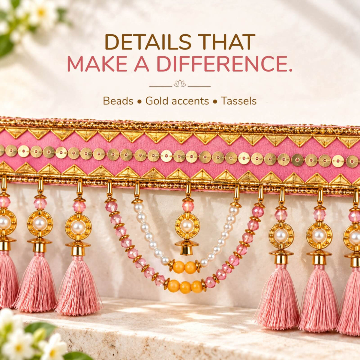 Handcrafted elegant toran — 3 meter festive door hanging