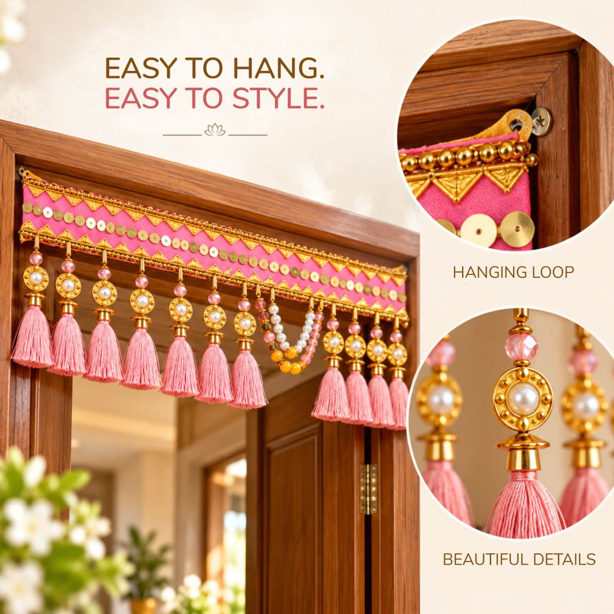 Elegant handmade toran — perfect for Navratri & housewarming