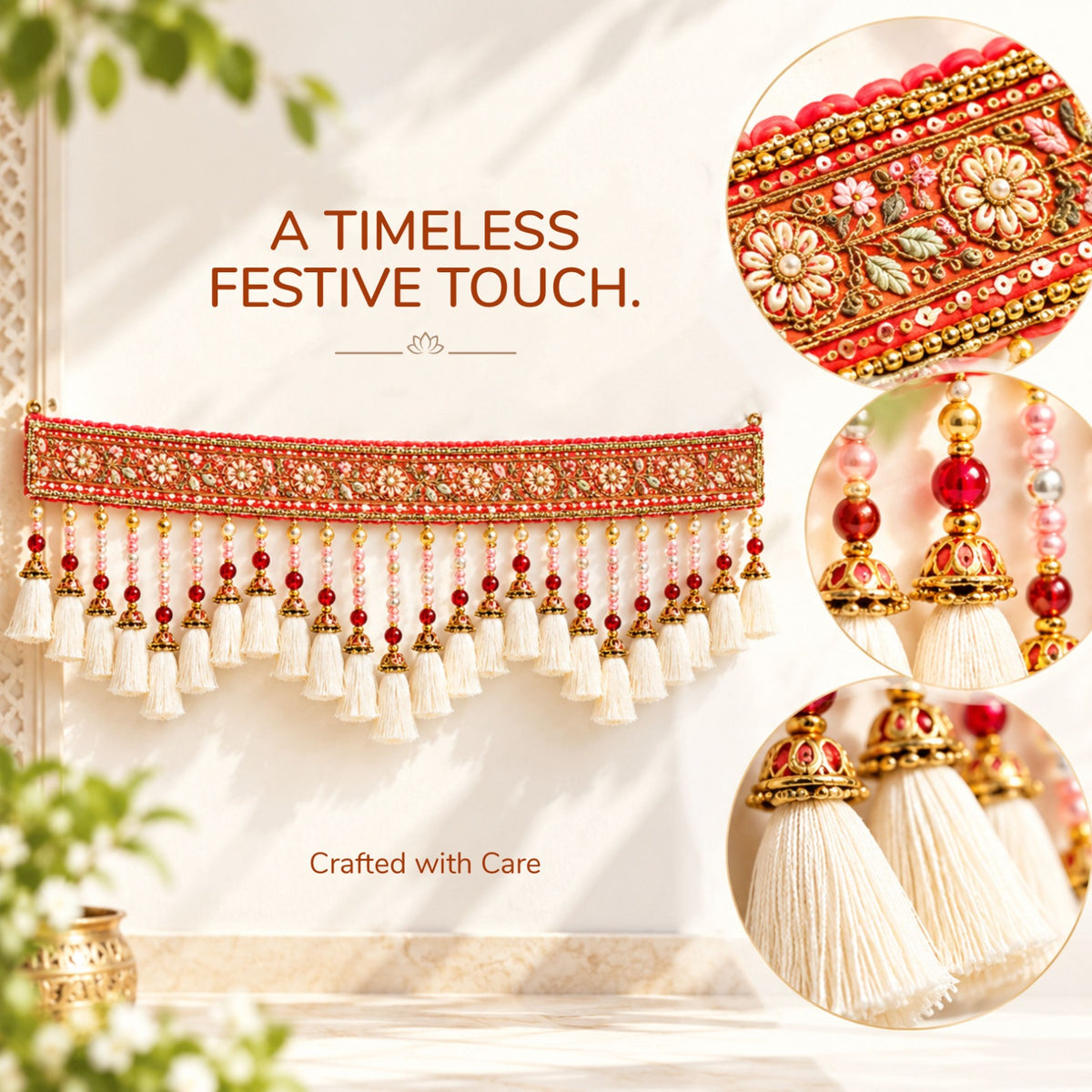 Luxe handwoven toran — perfect for housewarming & griha pravesh