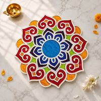CHITRASHILA® Floral Bloom Reusable MDF Rangoli Mat (12*12 inch)- D01