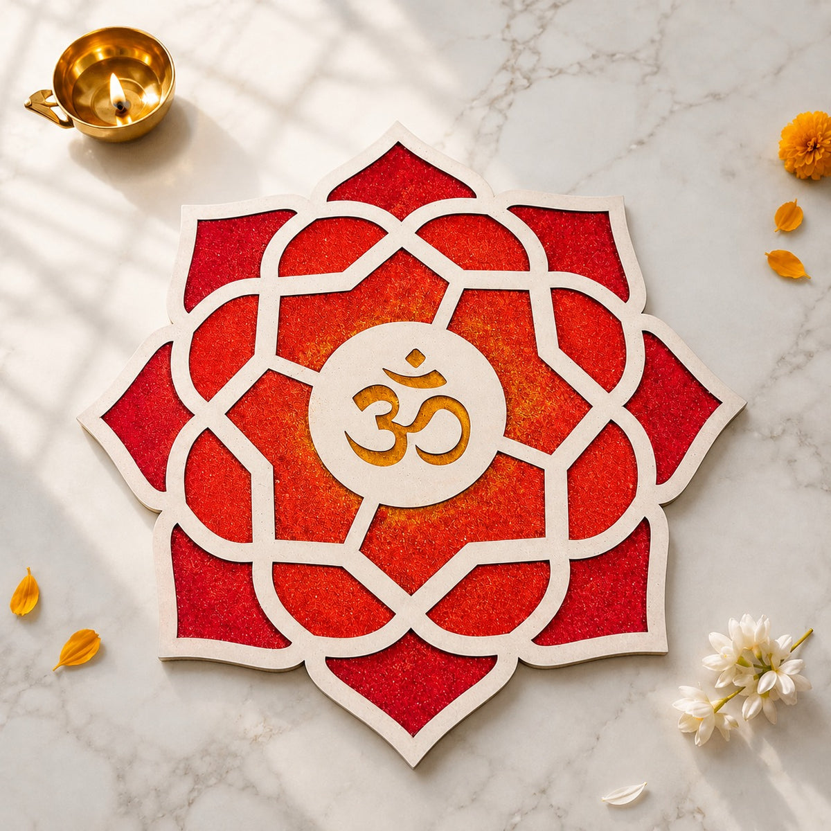 CHITRASHILA® Om Ultimate MDF Rangoli Mat (12x12 inches)-D11