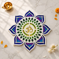 CHITRASHILA® Om Divine MDF Rangoli Mat (12x12 inches)-D07