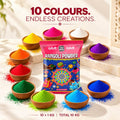 10 Colour Combo Pack - Premium Rangoli Powder for Diwali & Festive Rangoli