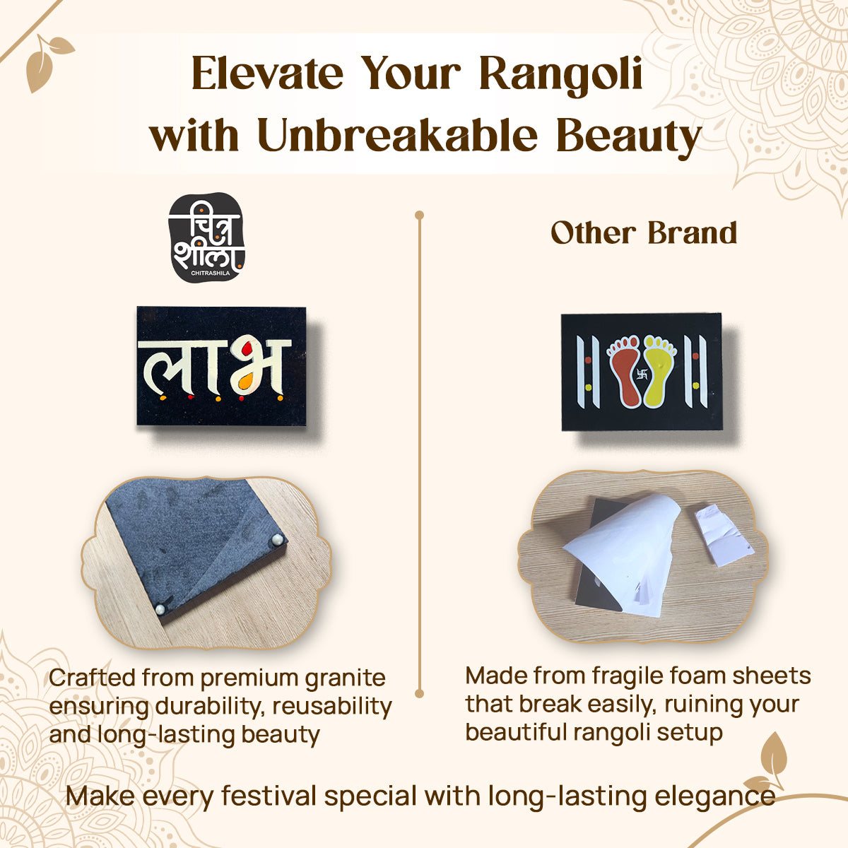 CHITRASHILA® Shubh-Labh for Door Entrance - Granite Printed (4*3 inch)