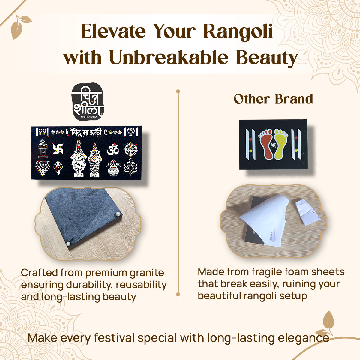 CHITRASHILA® Vitthal Rukmini Chaitrangan Rangoli - 12*6 inch