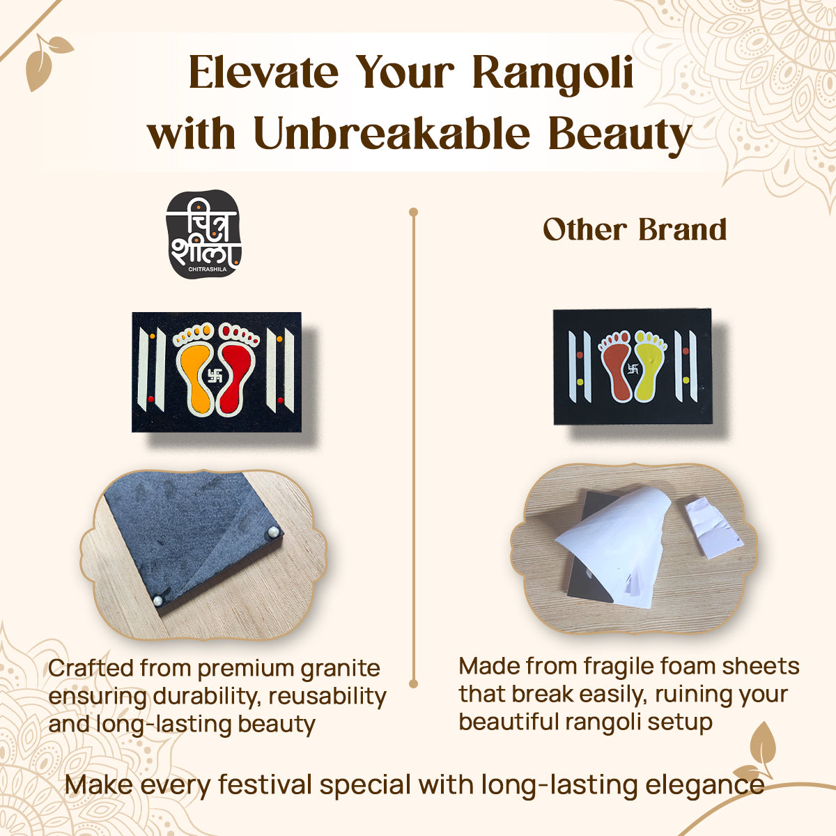 laxmi paduka granite rangoli 