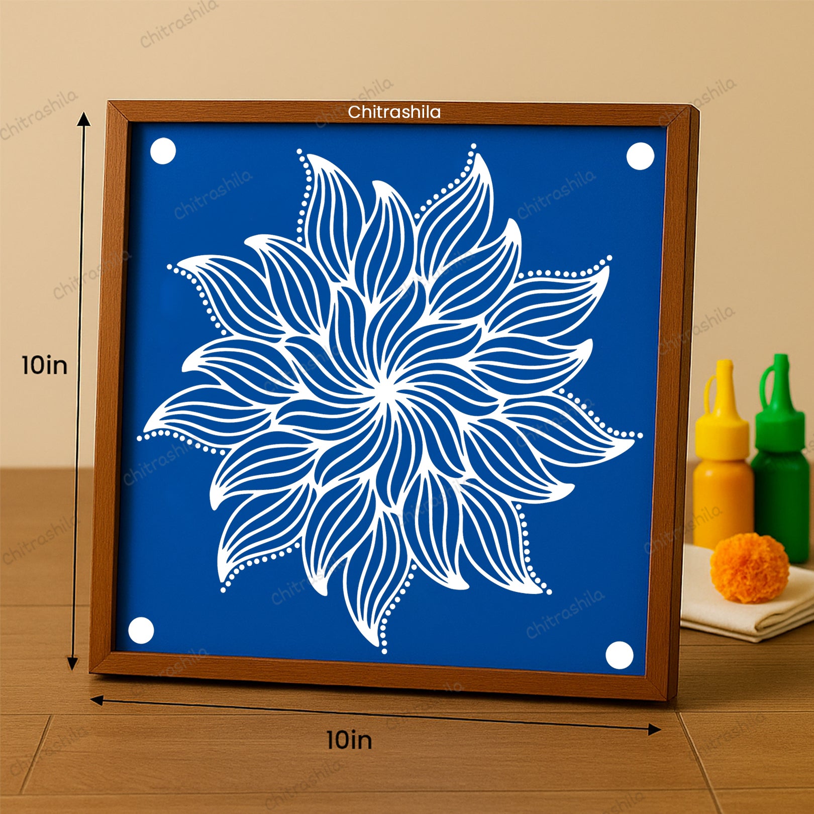 Sunflower Floral Burst Rangoli Stencil - Reusable Design (WS-92)