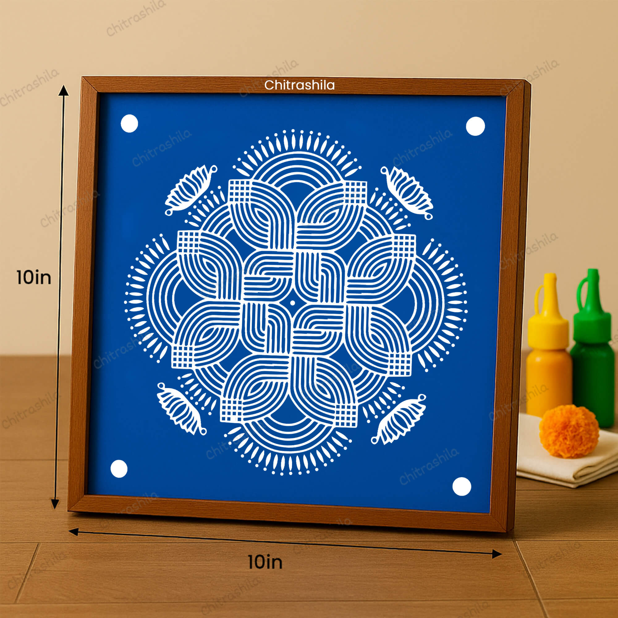 CHITRASHILA® Padi Kolam Classic Rangoli Stencil 10x10 Inches (WS‑19)