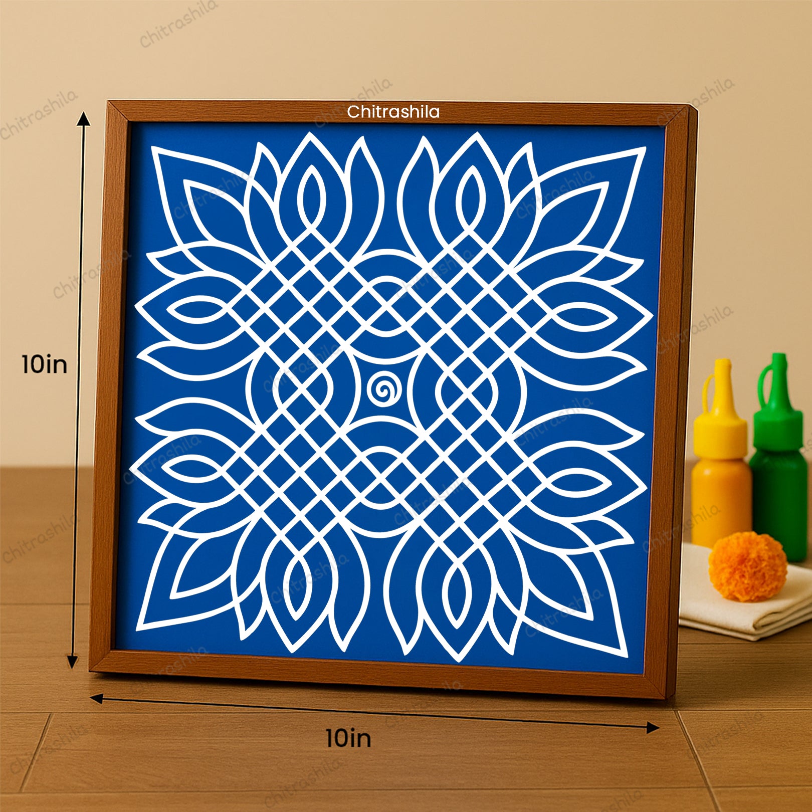 Padi Kolam Wooden Rangoli Stencil 10x10 Inches (WS-80)