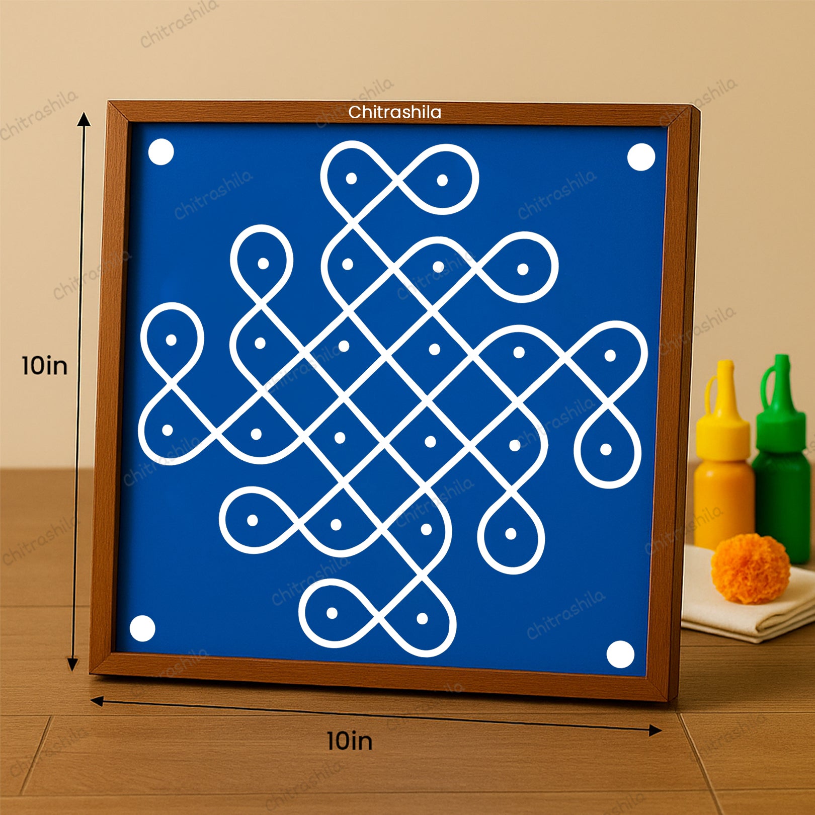 Kolam Dot Wooden Rangoli Stencil 10x10 Inches (WS-63)