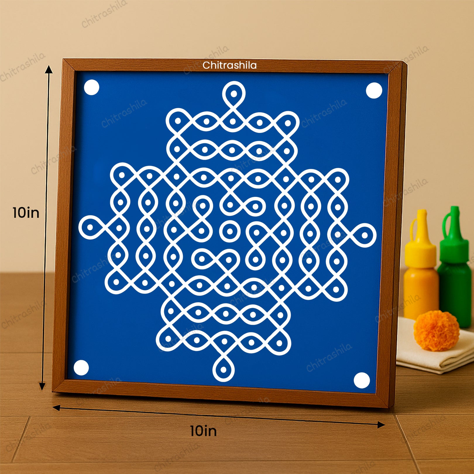 Kolam Dot Wooden Rangoli Stencil 10x10 Inches (WS-66)