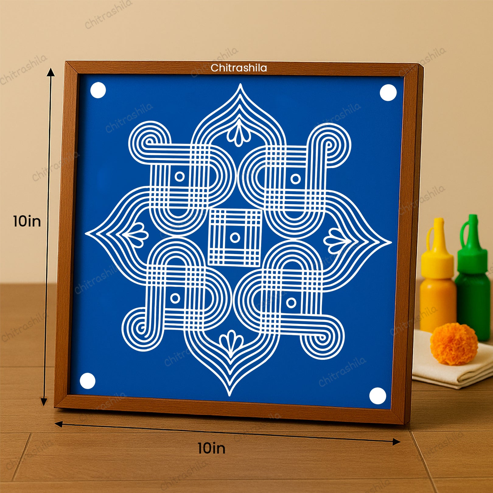 Padi Kolam Wooden Rangoli Stencil 10x10 Inches (WS-81)