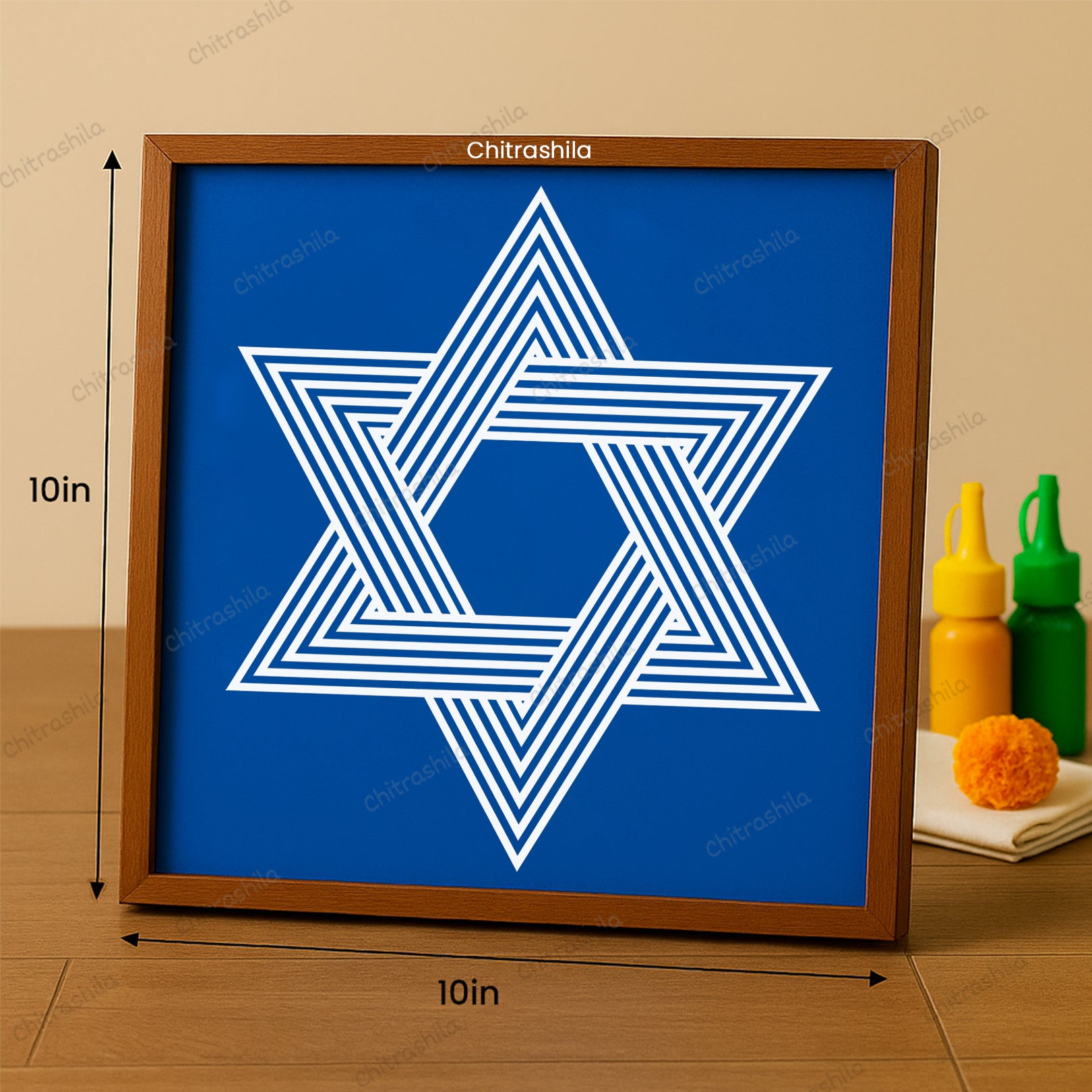 Star Padi Kolam Wooden Rangoli Stencil 10x10 Inches (WS-86)